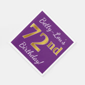 Paarse Faux Gold 72e verjaardag + Aangepaste naam Servet (Hoek)