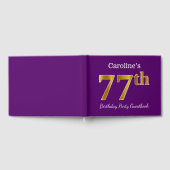 Paarse Faux Gold 77th Birthday Party; eigen naam Gastenboek (Volledig)