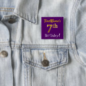 Paarse, Faux Gold 7th Birthday, met aangepaste naa Vierkante Button 5,1 Cm (In situ)