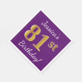 Paarse Faux Gold 81st Birthday + Aangepaste naam Servetten (Hoek)