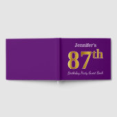 Paarse Faux Gold 87th Birthday Party; Eigen naam Gastenboek (Volledig)