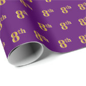 Paarse Faux Gold 8th (8ste) gebeurtenis Cadeaupapier (Rol Hoek)