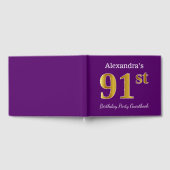 Paarse Faux Gold 91st Birthday Party; aangepaste n Gastenboek (Volledig)
