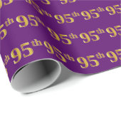 Paarse Faux Gold 95th (negenenvijftig) gebeurtenis Cadeaupapier (Rol Hoek)