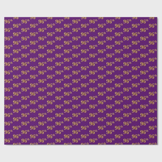 Paarse Faux Gold 96th (negenennegentig) Event Cadeaupapier (Vlak)