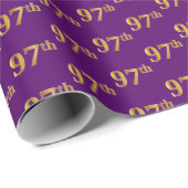 Paarse, Faux Gold 97th (negenenenzevende) gebeurte Cadeaupapier (Rol Hoek)