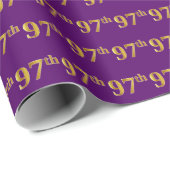 Paarse, Faux Gold 97th (negenenenzevende) gebeurte Cadeaupapier (Rol Hoek)