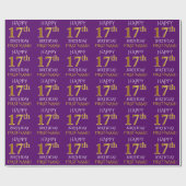 Paarse, Faux Gold "HAPPY 17th BIRTHDAY" Cadeaupapier (Vlak)