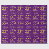 Paarse, Faux Gold "HAPPY 22nd BIRTHDAY" Cadeaupapier (Vlak)