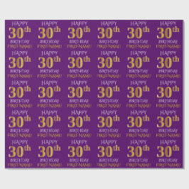 Paarse, Faux Gold "HAPPY 30th BIRTHDAY" Cadeaupapier