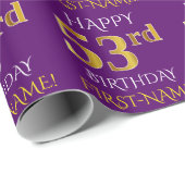 Paarse, Faux Gold "HAPPY 53rd BIRTHDAY" Cadeaupapier (Rol Hoek)