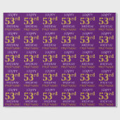 Paarse, Faux Gold "HAPPY 53rd BIRTHDAY" Cadeaupapier (Vlak)