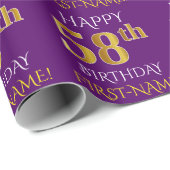 Paarse, Faux Gold "HAPPY 58th BIRTHDAY" Cadeaupapier (Rol Hoek)