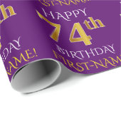 Paarse, Faux Gold "HAPPY 74th BIRTHDAY" Cadeaupapier (Rol Hoek)