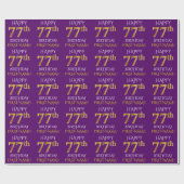 Paarse, Faux Gold "HAPPY 77th BIRTHDAY" Cadeaupapier (Vlak)