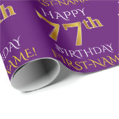 Paarse, Faux Gold "HAPPY 77th BIRTHDAY" Cadeaupapier (Rol Hoek)