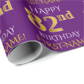 Paarse, Faux Gold "HAPPY 82nd BIRTHDAY" Cadeaupapier (Rol Hoek)