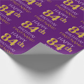 Paarse, Faux Gold "HAPPY 84th BIRTHDAY" Cadeaupapier (Hoek)
