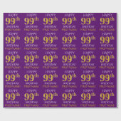 Paarse, Faux Gold "HAPPY 99th BIRTHDAY" Cadeaupapier (Vlak)