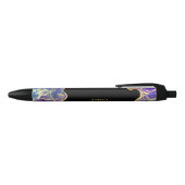 Paarse Faux Gold Opal Gemstone Monogram naam Zwarte Inkt Pen (Bovenkant)