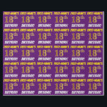 Paarse, Faux/Imitatiegoud, "18e VERJAARDAG" Cadeaupapier<br><div class="desc">Dit wikkelpapierontwerp heeft een boodschap als "18e VERJAARDAG VAN FIRST-NAME!", met de "18e" met een faux/imitatie goud-achtige kleurverschijning, en met de naam en "VERJAARDAG" in een leuk, vet lettertype. De naam kan worden aangepast, en de achtergrond is paarse gekleurd. Dit soort inpakpapier kan misschien gebruikt worden om verjaardagscadeaus in te...</div>