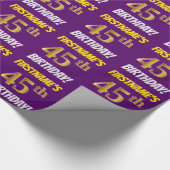 Paarse, Faux/Imitatiegoud, "45e VERJAARDAG" Cadeaupapier (Hoek)