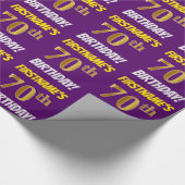 Paarse, Faux/Imitatiegoud, "70ste VERJAARDAG" Cadeaupapier (Hoek)