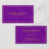 Paarse faux lederen  look gouden accenten visitekaartje (Voorkant / Achterkant)