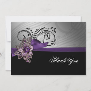 Paarse FAUX ribbon  broch Wedding Bedankkaart