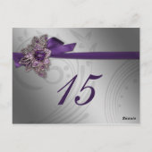 Paarse FAUX ribbon broch Wedding Briefkaart (Achterkant)