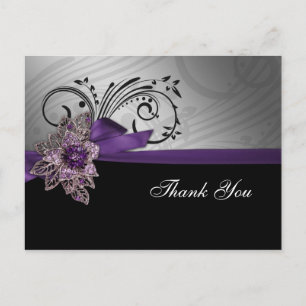Paarse FAUX ribbon  broch Wedding Briefkaart