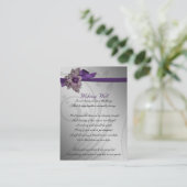 Paarse FAUX ribbon broch Wedding Informatiekaartje (Staand voorkant)