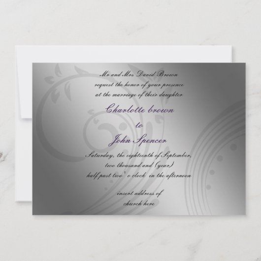 Paarse FAUX ribbon  broch Wedding Kaart (Achterkant)