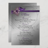 Paarse FAUX ribbon  broch Wedding Menu (Voorkant / Achterkant)