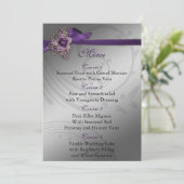 Paarse FAUX ribbon  broch Wedding Menu (Staand voorkant)