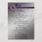Paarse FAUX ribbon broch Wedding Menu (Voorkant)