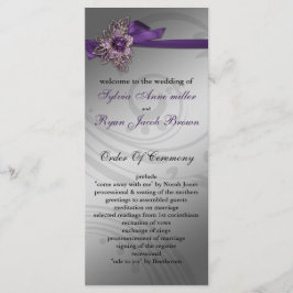 Paarse FAUX ribbon  broch Wedding Programmakaart