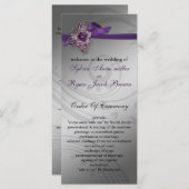 Paarse FAUX ribbon  broch Wedding Programmakaart (Voorkant / Achterkant)