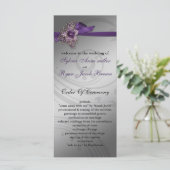 Paarse FAUX ribbon  broch Wedding Programmakaart (Staand voorkant)