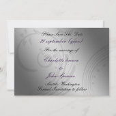Paarse FAUX ribbon broch Wedding Save The Date (Achterkant)