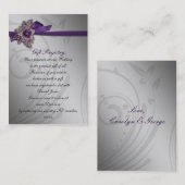 Paarse FAUX ribbon  broch Wedding Visitekaartje (Voorkant / Achterkant)