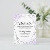 Paarse Faux Silver Glitter Geometric Reception Informatiekaartje (Staand voorkant)
