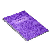 Paarse Faux Suede Leather Embossed Flowers Notitieboek (Rechterzijde)