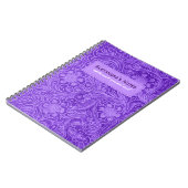 Paarse Faux Suede Leather Embossed Flowers Notitieboek (Linkerzijde)