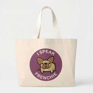 Paarse Fawn I Speak Frenchie Grote Tote Bag