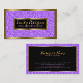 Paarse Fax Glitter Gold Accenten Make-up Visitekaartje (Voorkant / Achterkant)