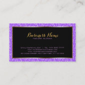 Paarse Fax Glitter Gold Accenten Make-up Visitekaartje (Achterkant)