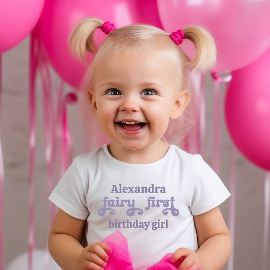 Paarse Fee Eerste Bes Eerste Verjaardag Kinder Shirts