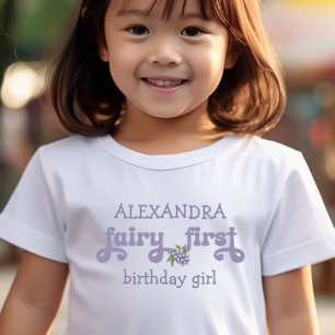 Paarse Fee Eerste Bes Eerste Verjaardag Kinder Shirts