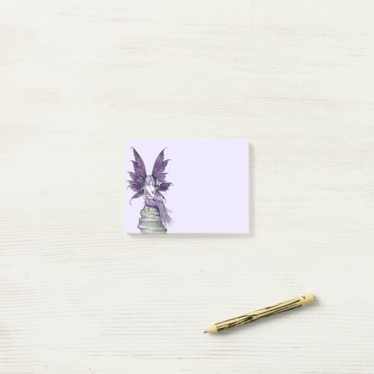 Paarse fee en vlinder Post-it® Notes (Op bureau)